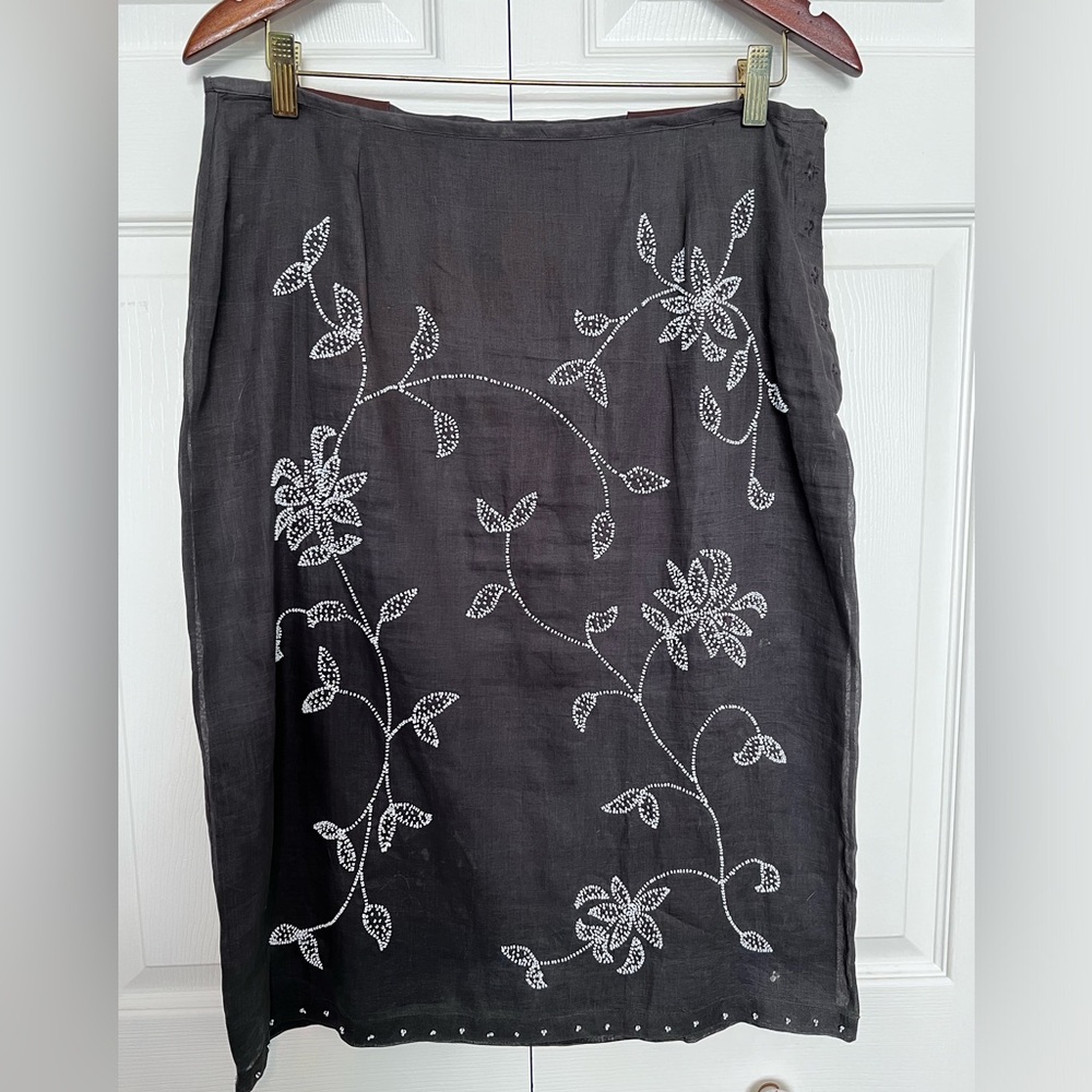 Vintage 100% Cotton Beaded Skirt Made in India